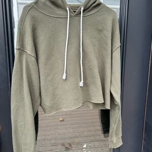 Army Green Women's Cropped Hoodie